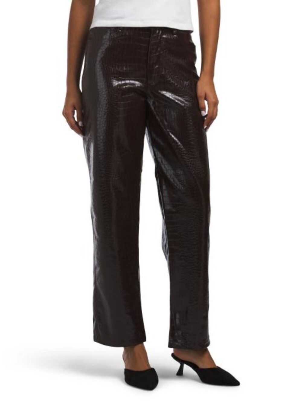 CURRENT/ELLIOTT Faux Leather Animal Embossed Straight Leg Pants